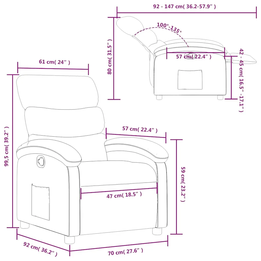 Fauteuil inclinable Noir Similicuir - 12