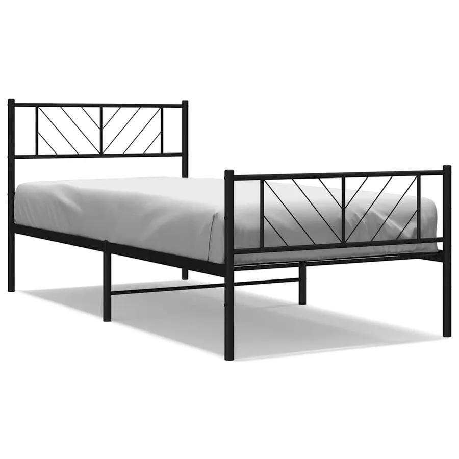 Cadre de lit métal sans matelas avec pied de lit noir 100x190cm - 2