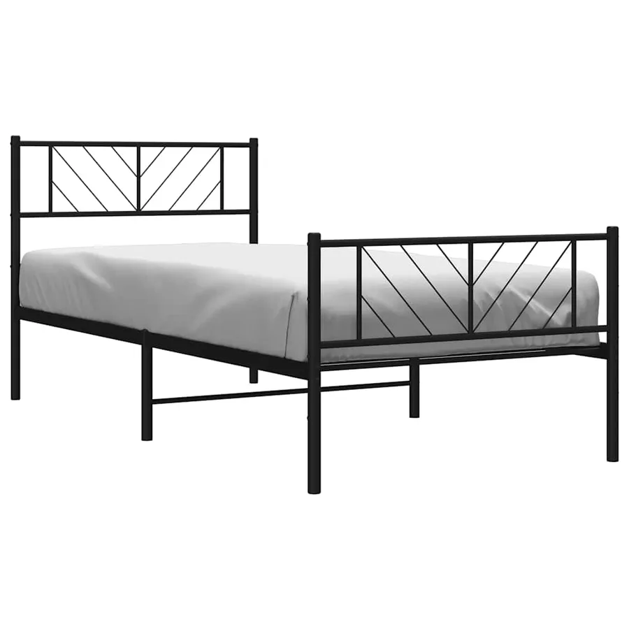 Cadre de lit métal sans matelas avec pied de lit noir 100x190cm - 4