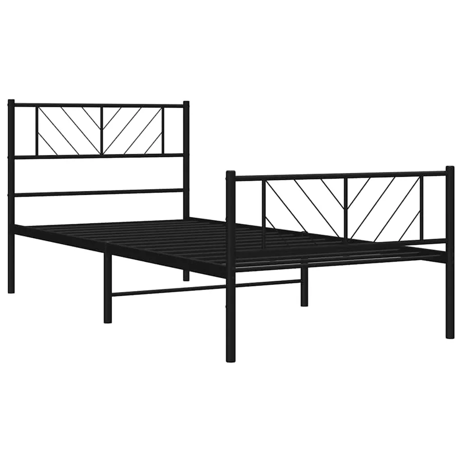 Cadre de lit métal sans matelas avec pied de lit noir 100x190cm - 5