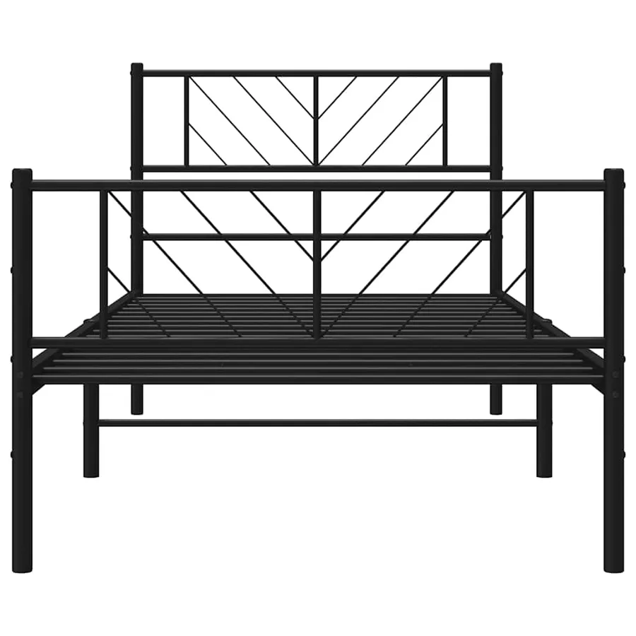 Cadre de lit métal sans matelas avec pied de lit noir 100x190cm - 6