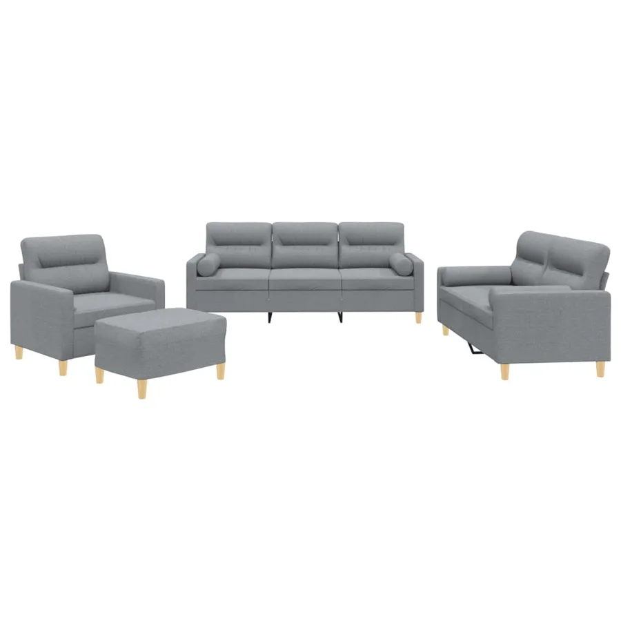 Ensemble de canapés 4 pcs coussins gris clair tissu - 2