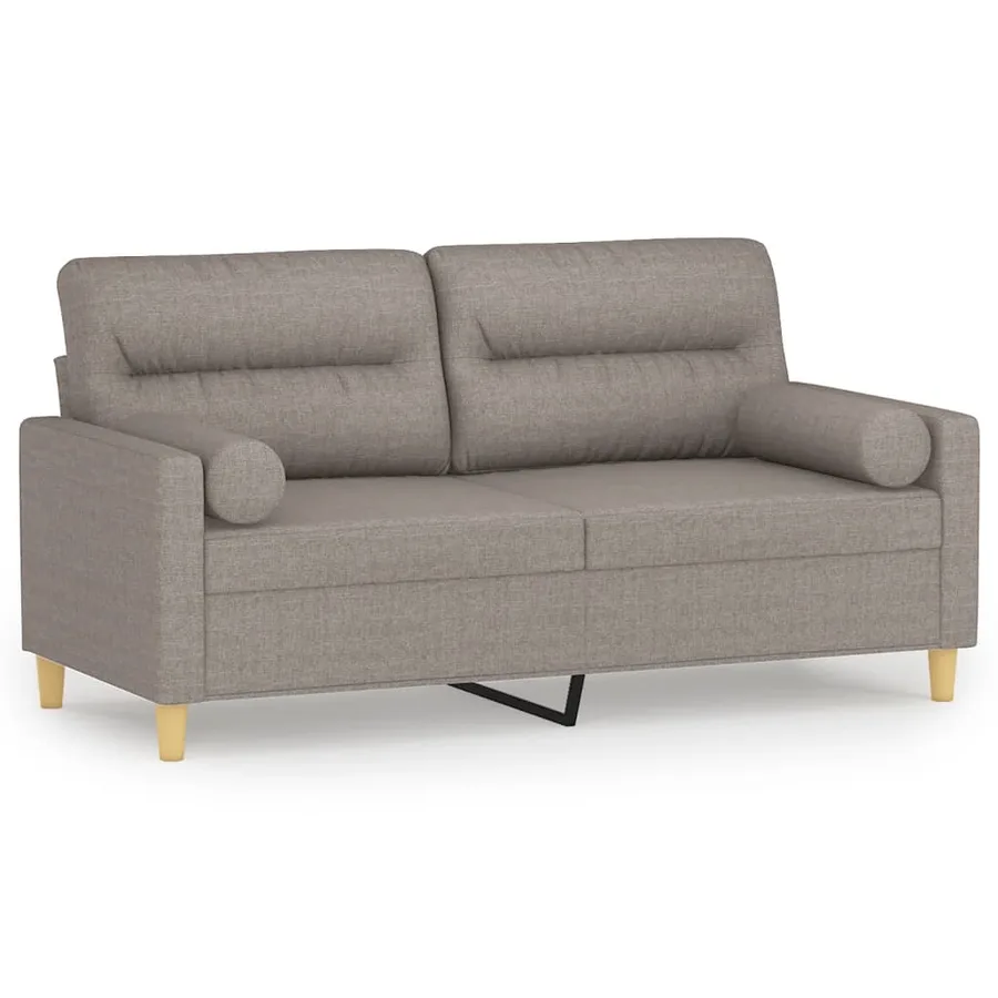 Canapé 2 places avec oreillers décoratifs taupe 140 cm tissu - 2