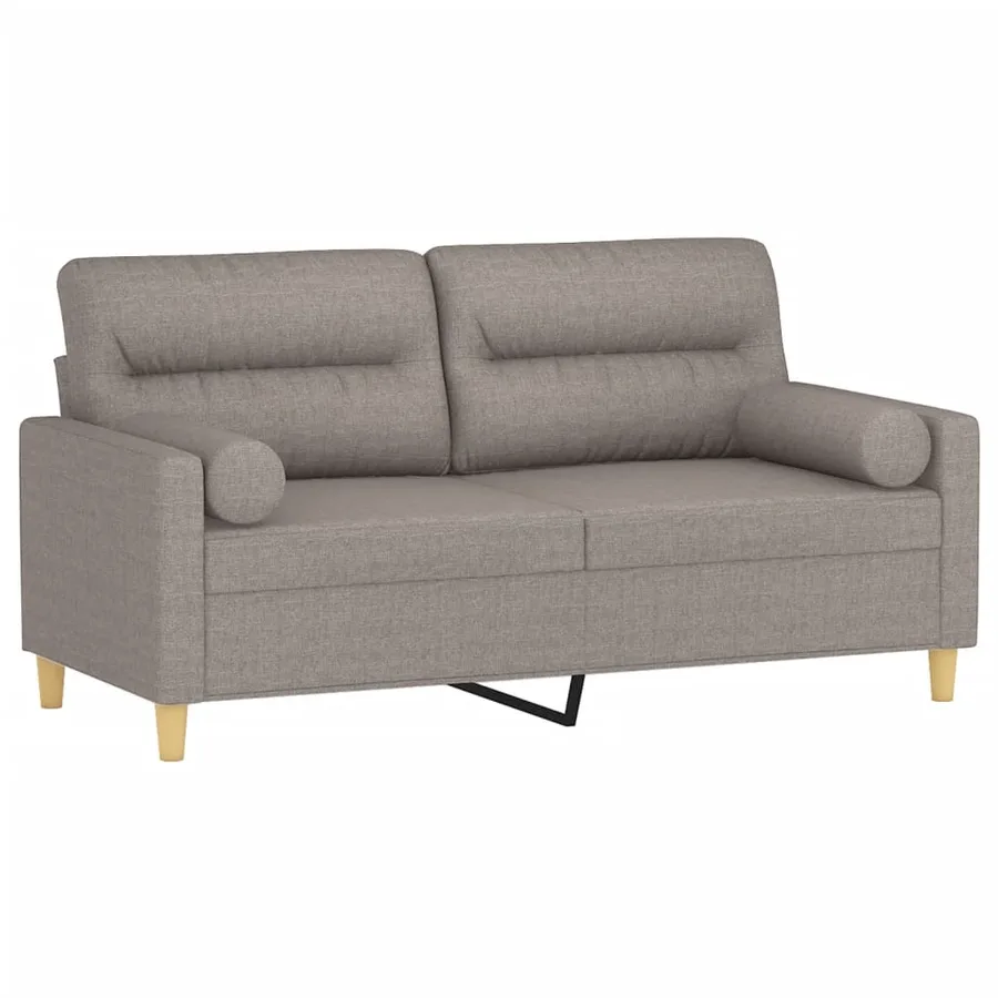 Canapé 2 places avec oreillers décoratifs taupe 140 cm tissu - 3