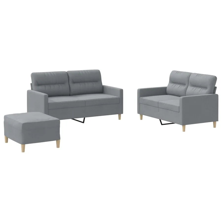 Ensemble de canapés 3 pcs avec coussins Gris clair Tissu - 2