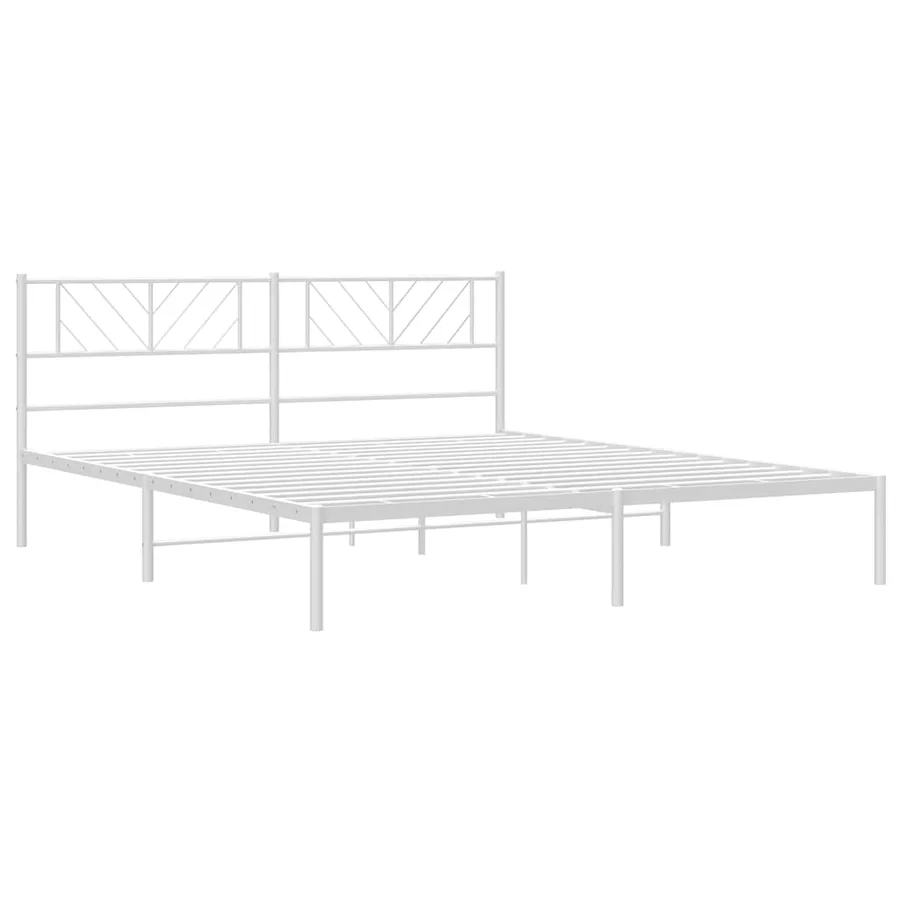 Cadre de lit métal sans matelas et tête de lit blanc 193x203 cm - 5