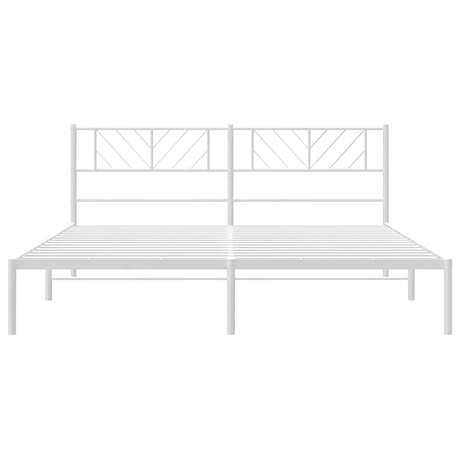 Cadre de lit métal sans matelas et tête de lit blanc 193x203 cm - 6
