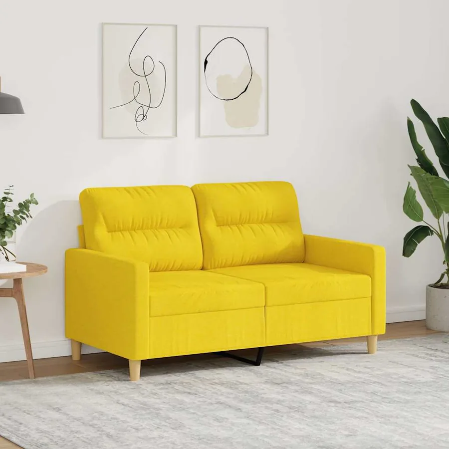 Canapé à 2 places Jaune clair 120 cm Tissu