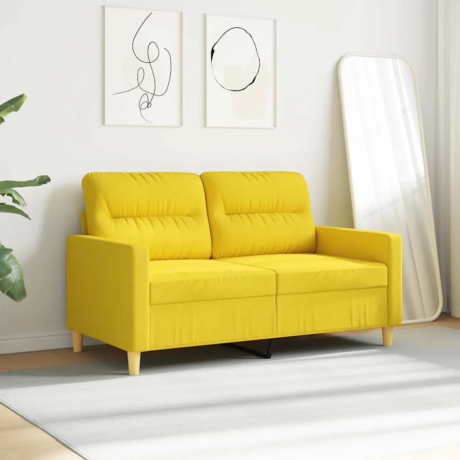 Canapé à 2 places Jaune clair 120 cm Tissu - 3