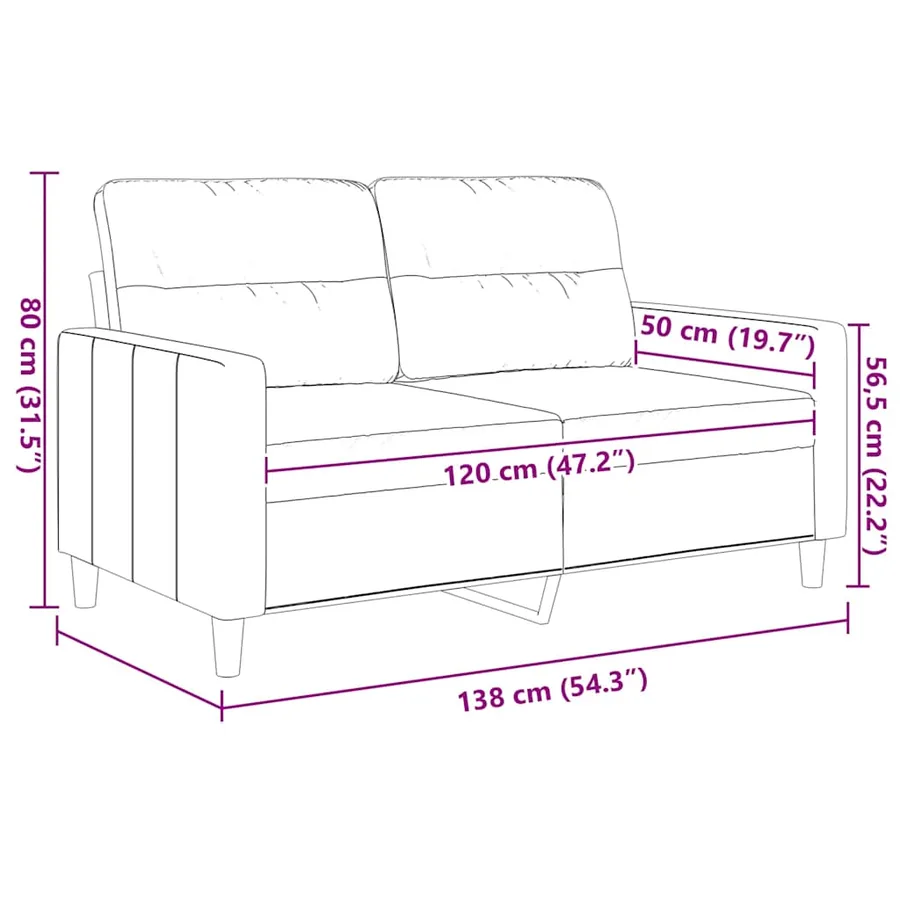 Canapé à 2 places Jaune clair 120 cm Tissu - 9