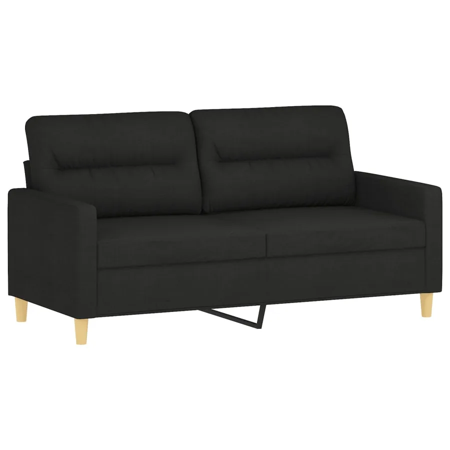 Ensemble de canapés 2 pcs avec coussins noir tissu - 4