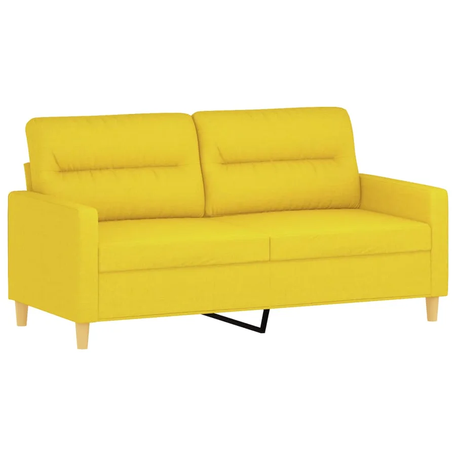 Ensemble de canapés 3 pcs avec coussins Jaune clair Tissu - 4