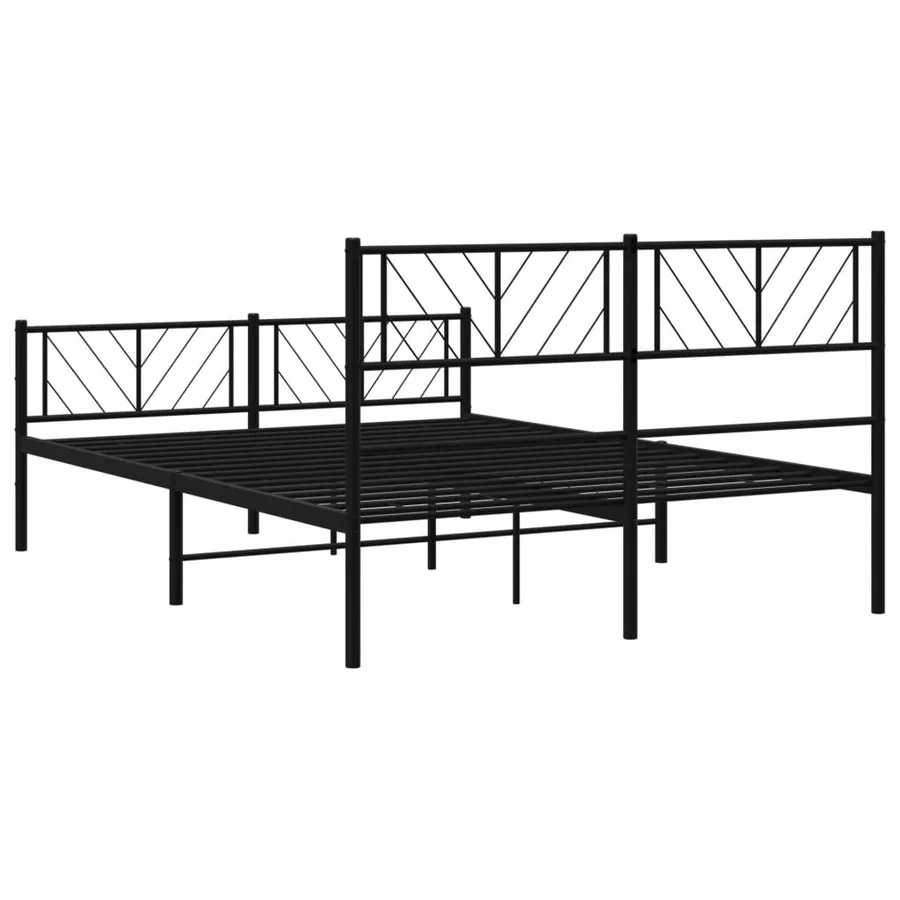 Cadre de lit métal sans matelas avec pied de lit noir 140x200cm - 7