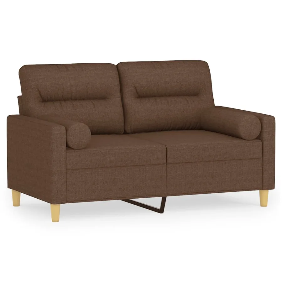 Canapé 2 places avec oreillers décoratifs marron 120 cm tissu - 2