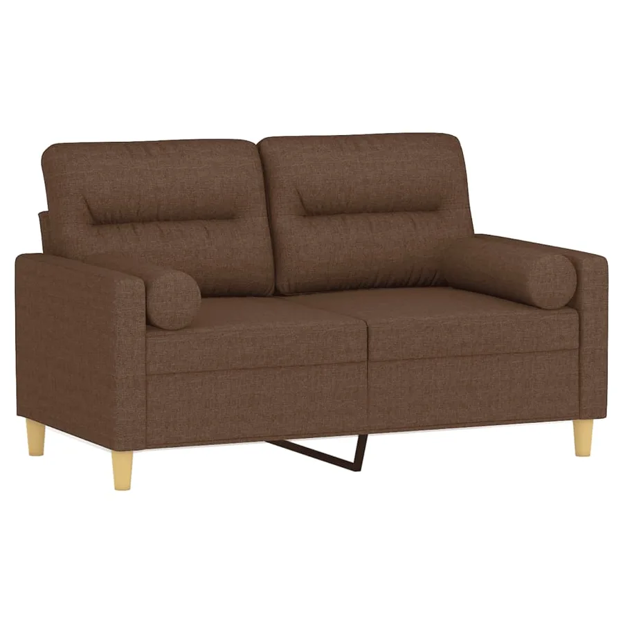 Canapé 2 places avec oreillers décoratifs marron 120 cm tissu - 3