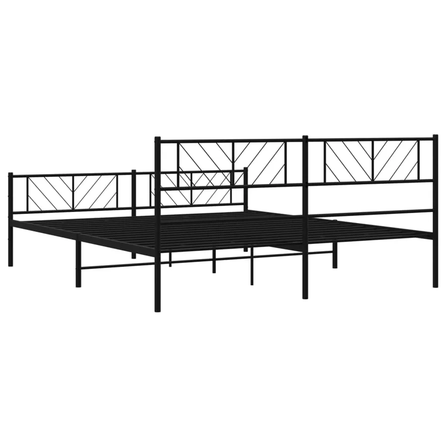Cadre de lit métal sans matelas avec pied de lit noir 180x200cm - 7
