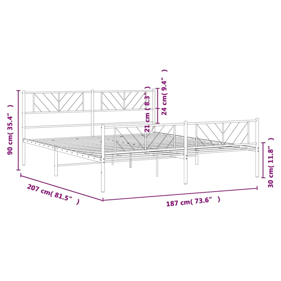 Cadre de lit métal sans matelas avec pied de lit noir 180x200cm - 9