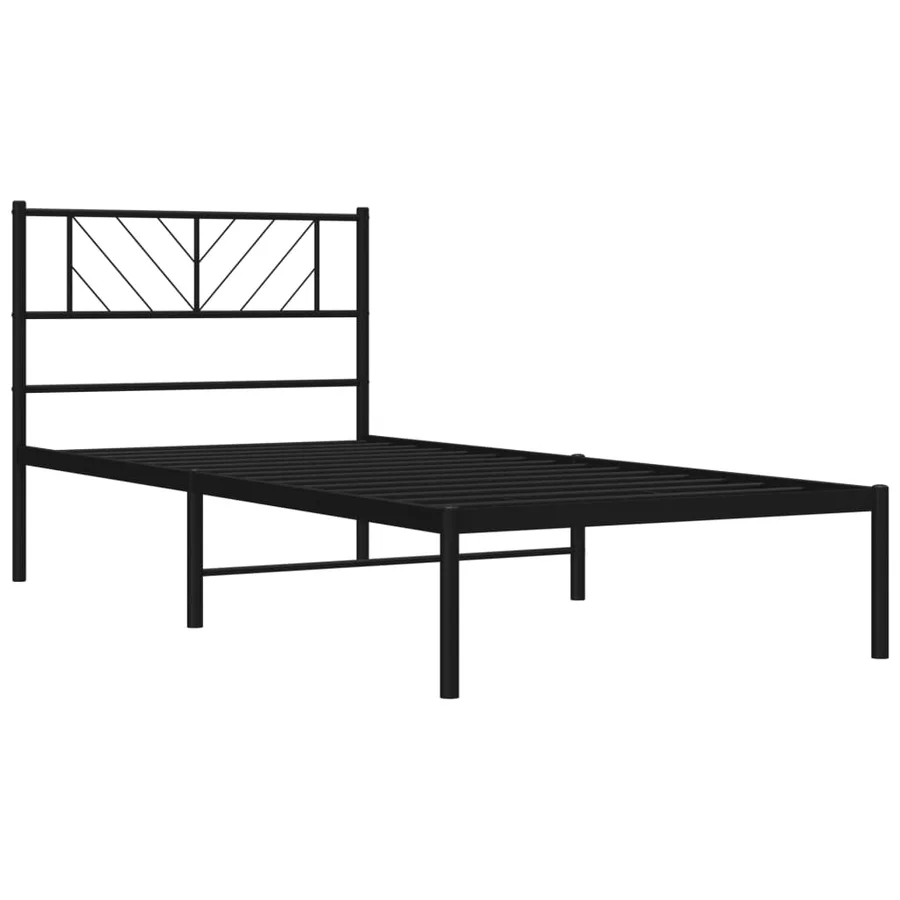 Cadre de lit métal sans matelas avec tête de lit noir 80x200 cm - 4