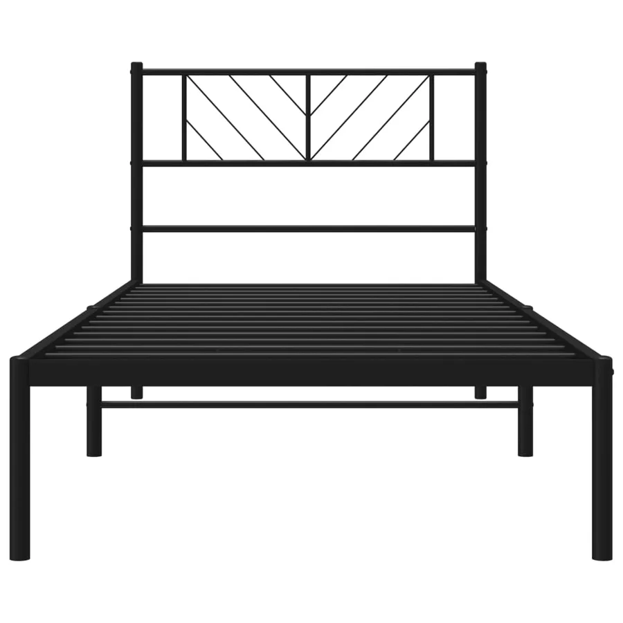 Cadre de lit métal sans matelas avec tête de lit noir 80x200 cm - 5