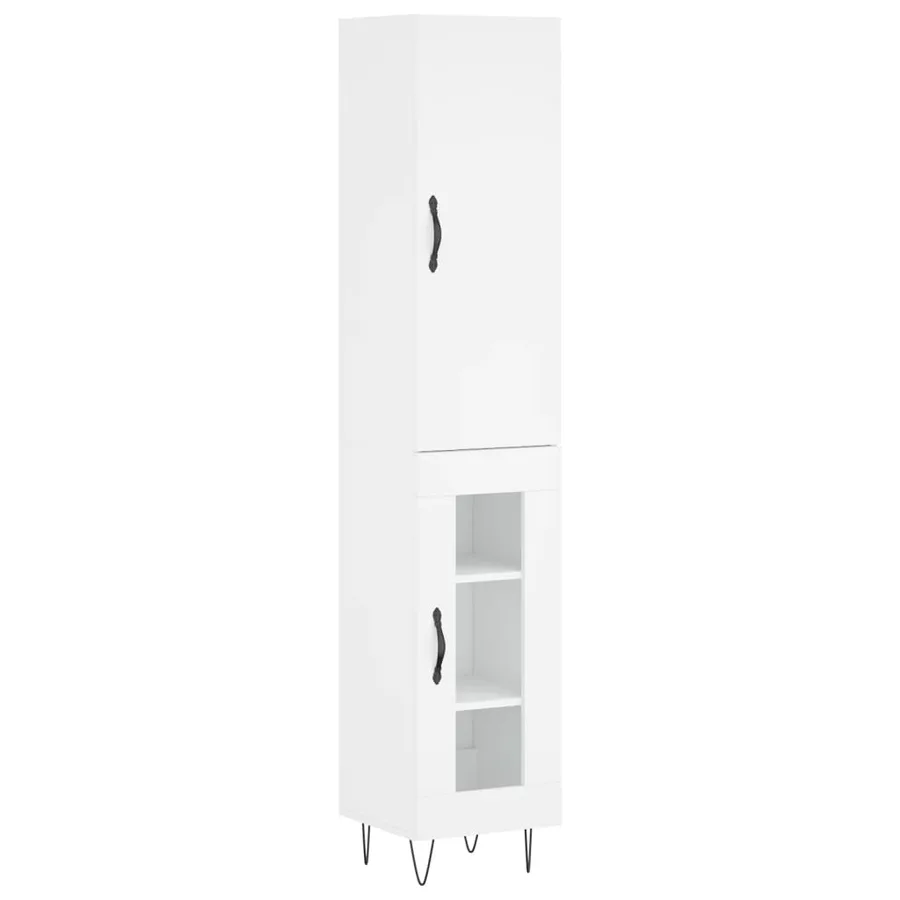 Buffet haut Blanc 34,5x34x180 cm Bois d'ingénierie - 2