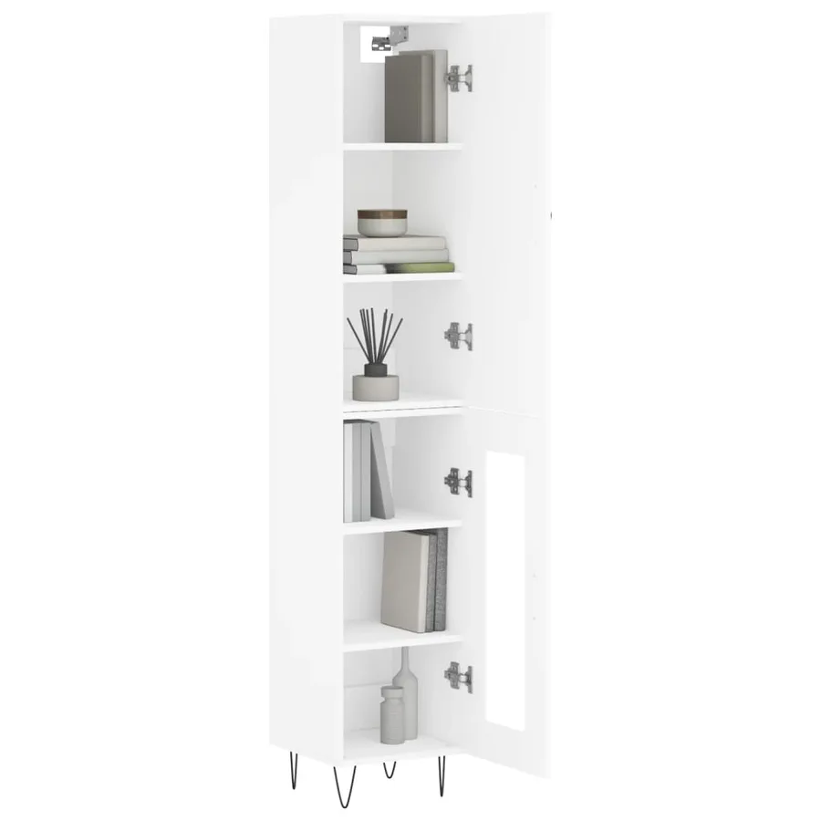 Buffet haut Blanc 34,5x34x180 cm Bois d'ingénierie - 3