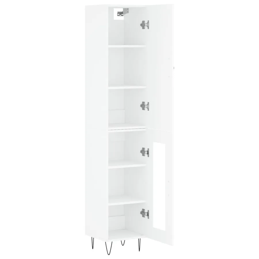 Buffet haut Blanc 34,5x34x180 cm Bois d'ingénierie - 4