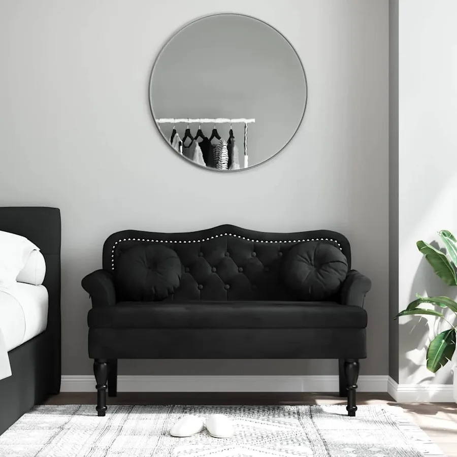 Banc avec coussins Noir 120,5x65x75 cm Velours