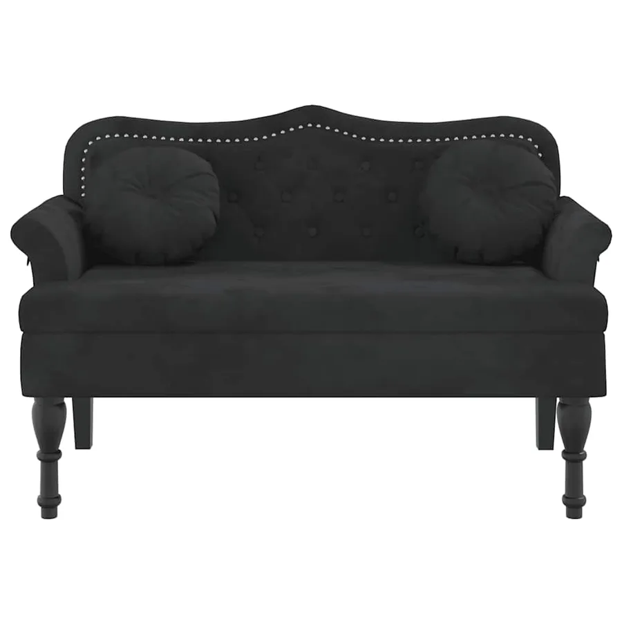 Banc avec coussins Noir 120,5x65x75 cm Velours - 3