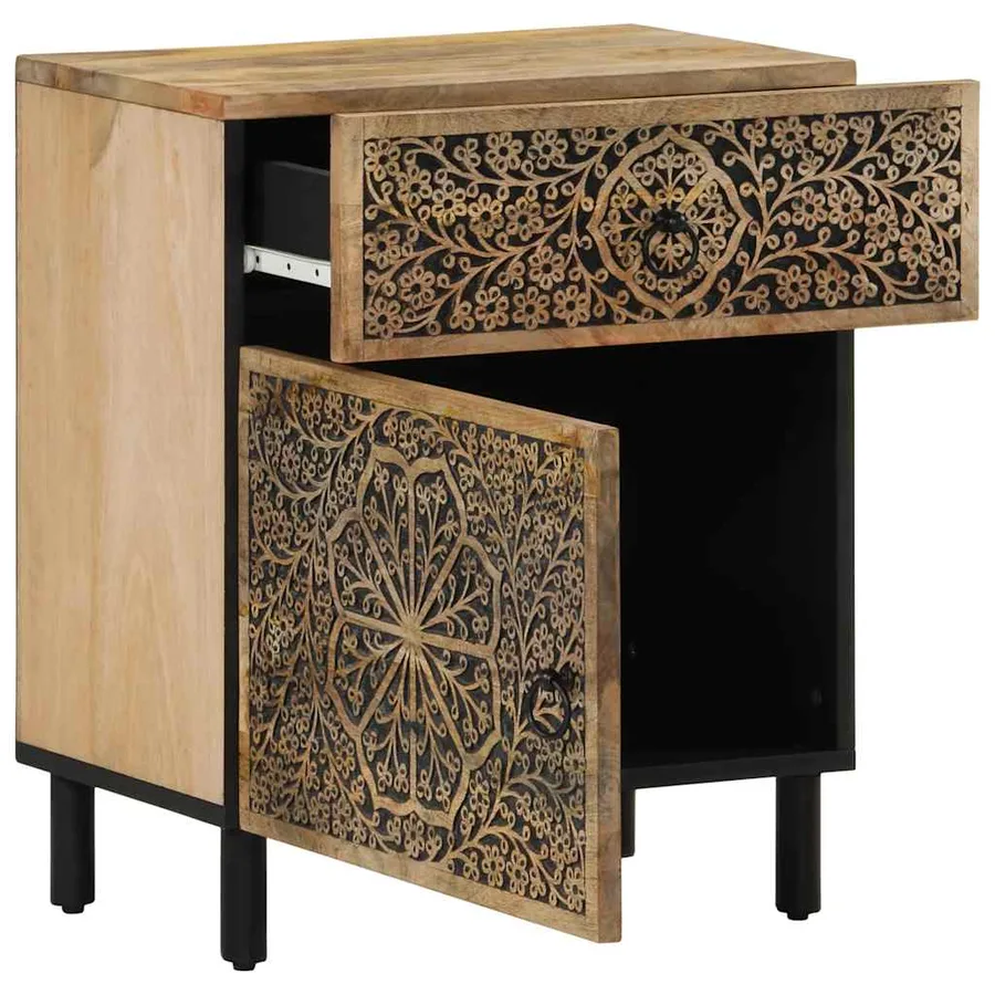 Table de chevet 50x33x60 cm bois de manguier massif - 4