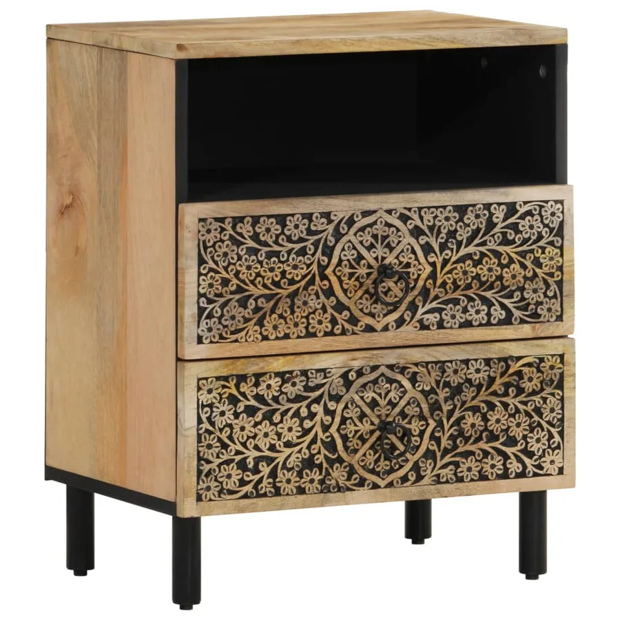 Table de chevet 50x33x60 cm bois de manguier massif - 2