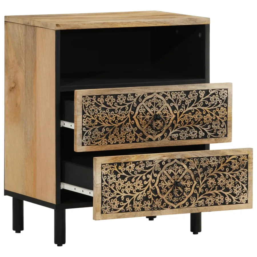 Table de chevet 50x33x60 cm bois de manguier massif - 4