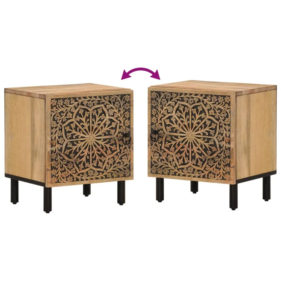 Table de chevet 40x33x46 cm Bois de manguier solide - 8
