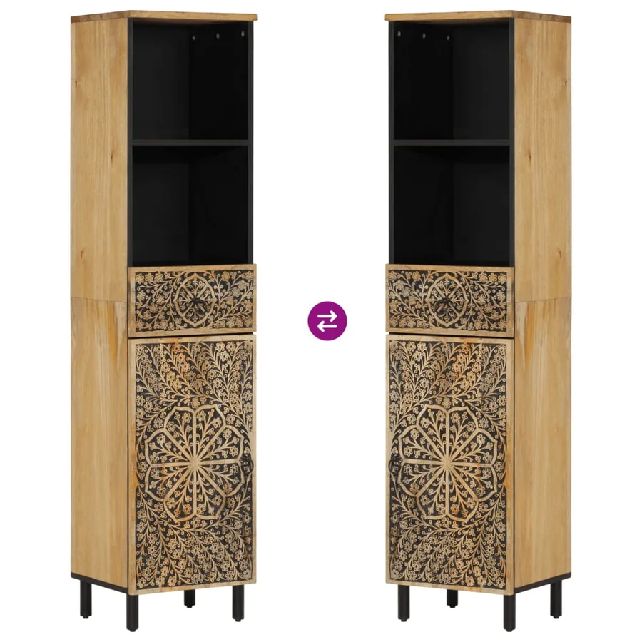 Armoire de salle de bain 38x33x160 cm bois massif de manguier - 6