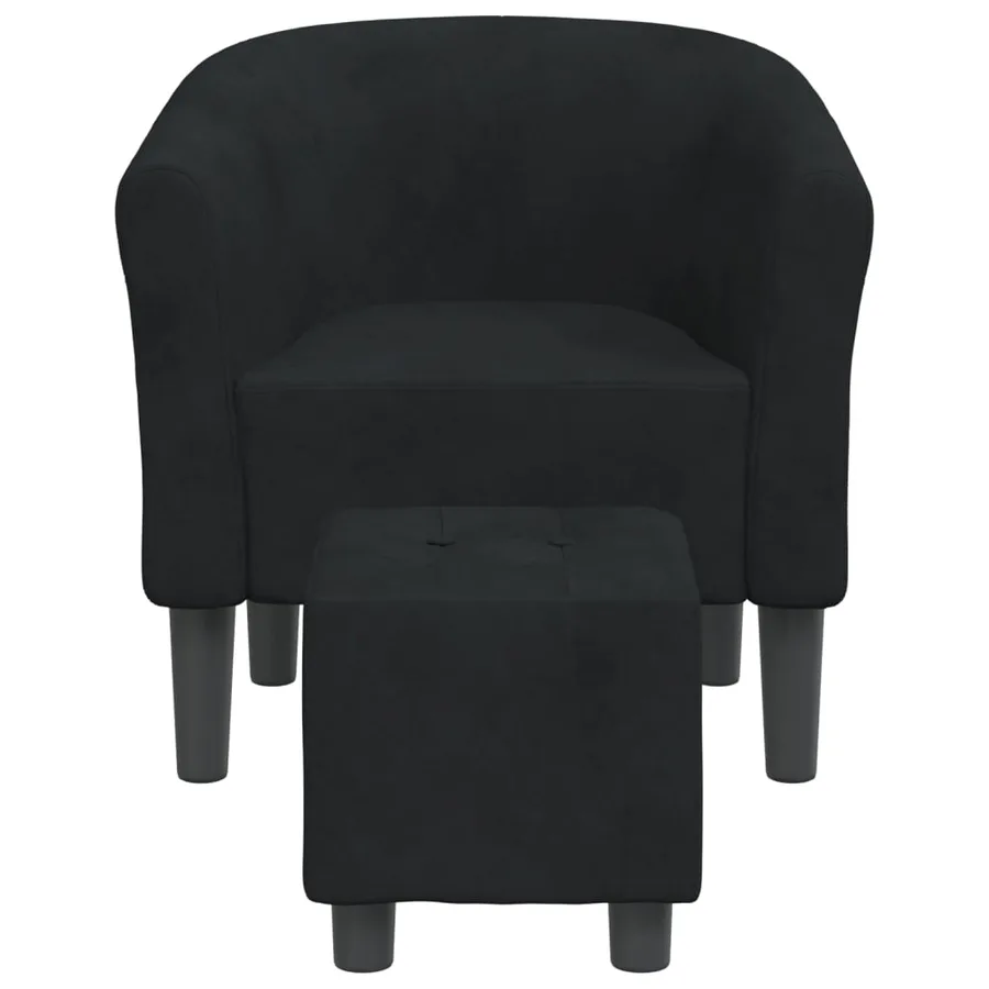 Chaise cabriolet avec repose-pied noir velours - 3