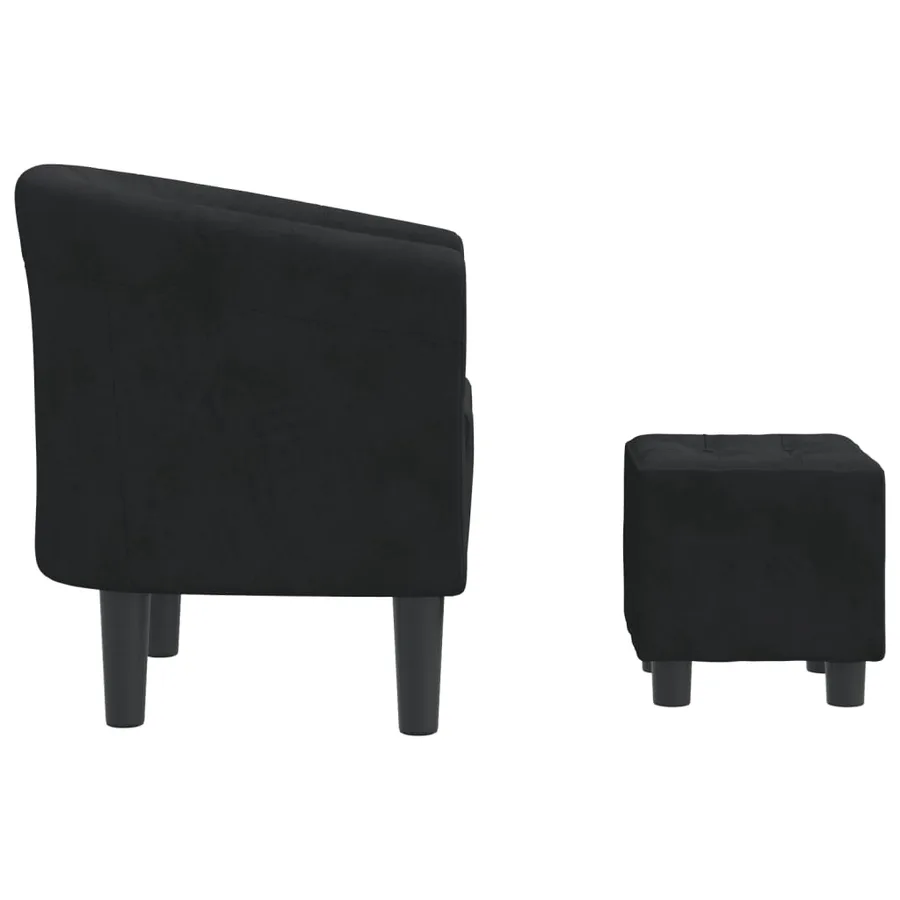 Chaise cabriolet avec repose-pied noir velours - 4