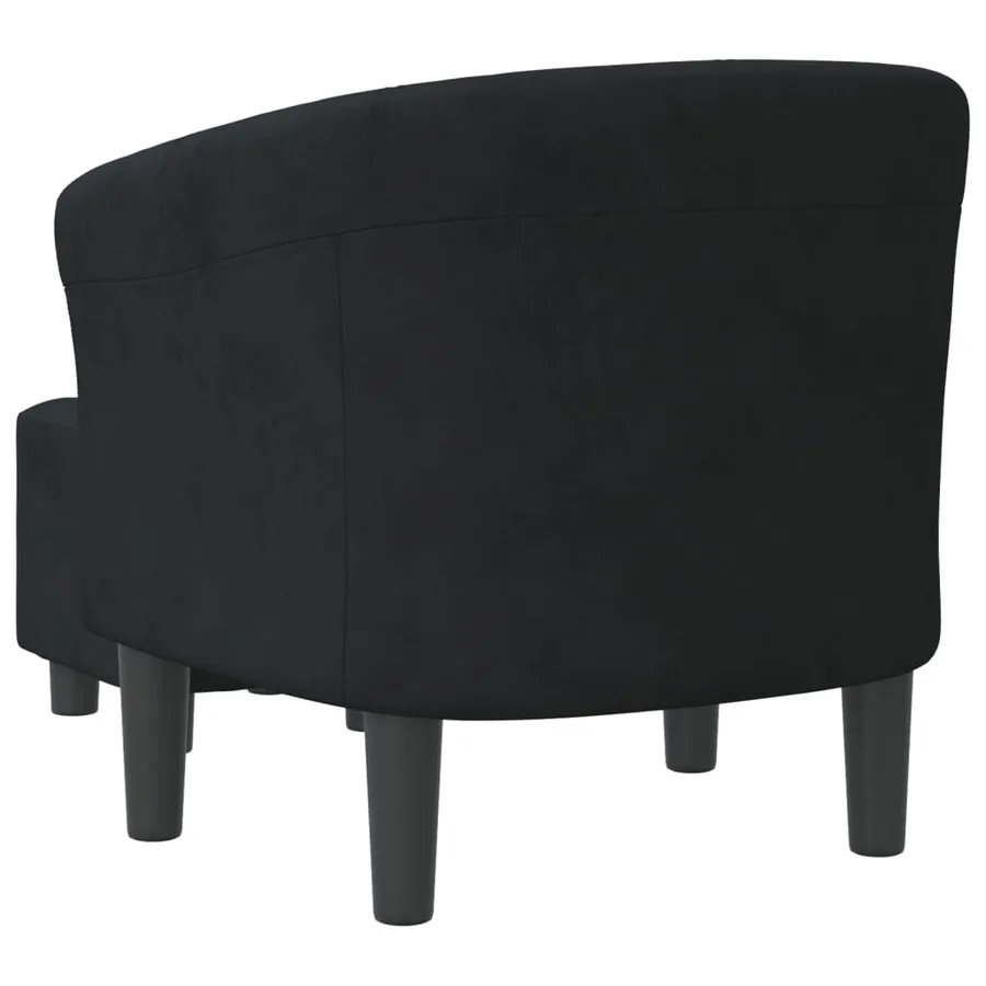 Chaise cabriolet avec repose-pied noir velours - 5