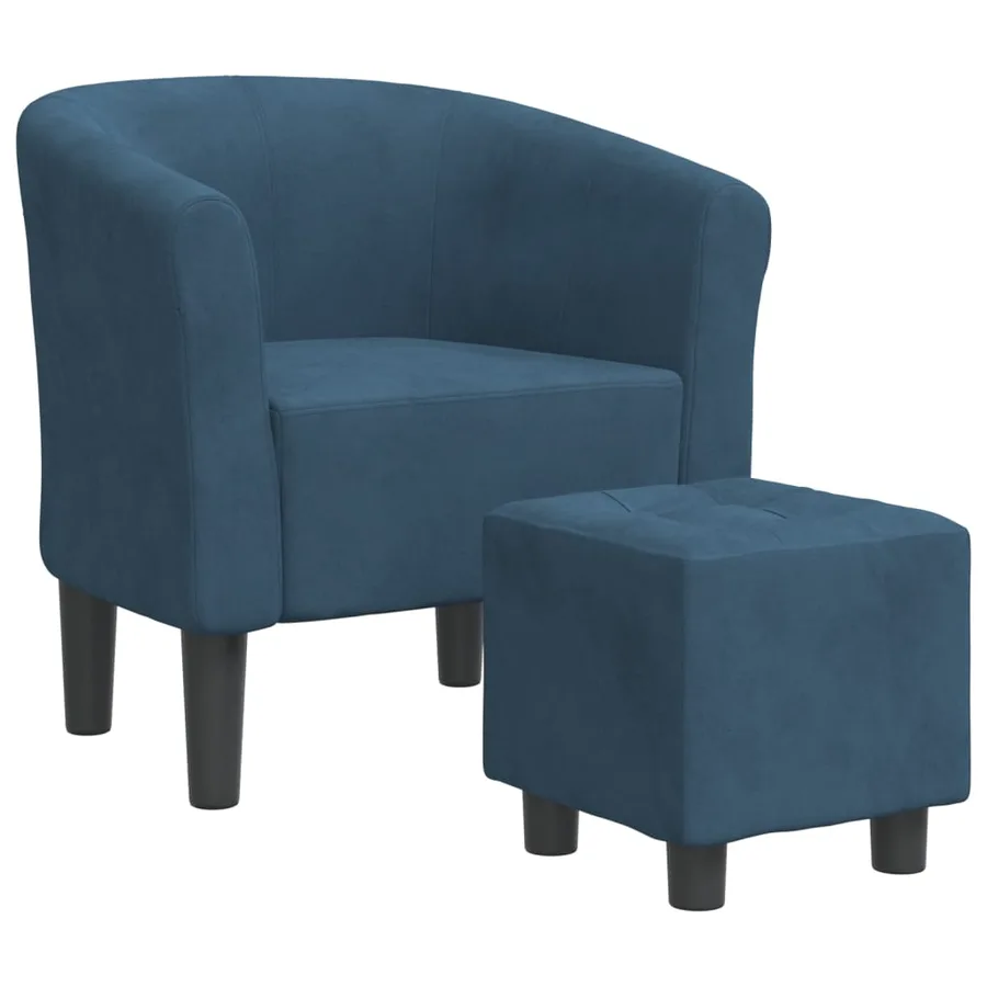 Chaise cabriolet avec repose-pied bleu foncé velours - 2