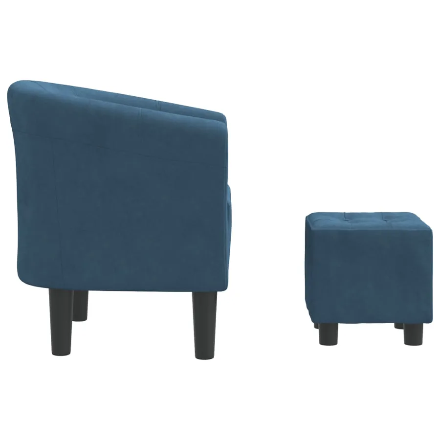 Chaise cabriolet avec repose-pied bleu foncé velours - 4