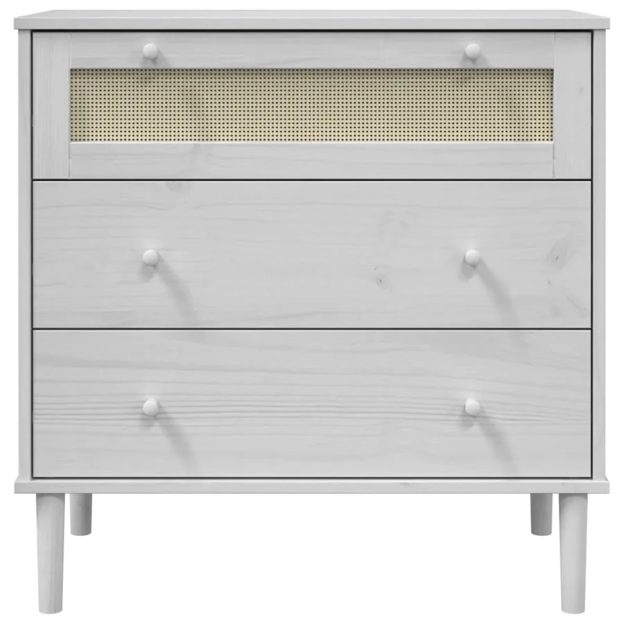 Commode SENJA aspect de rotin blanc bois de pin solide - 5