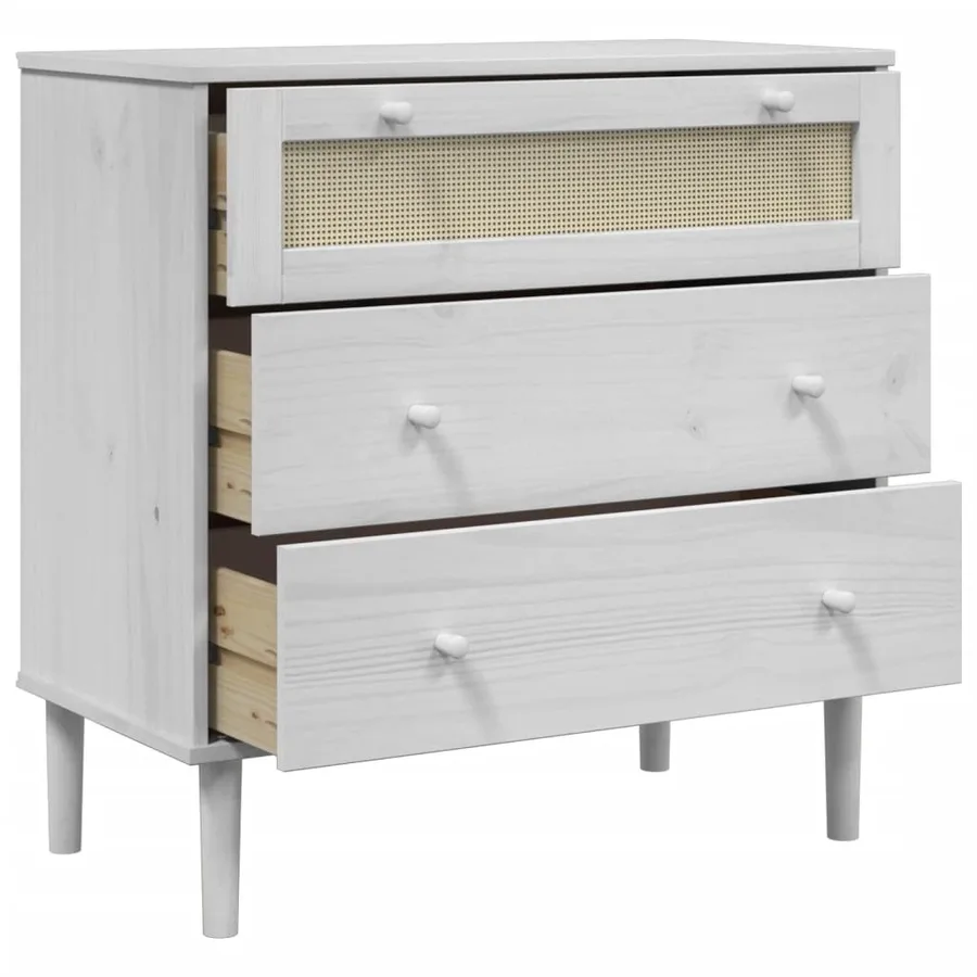 Commode SENJA aspect de rotin blanc bois de pin solide - 6