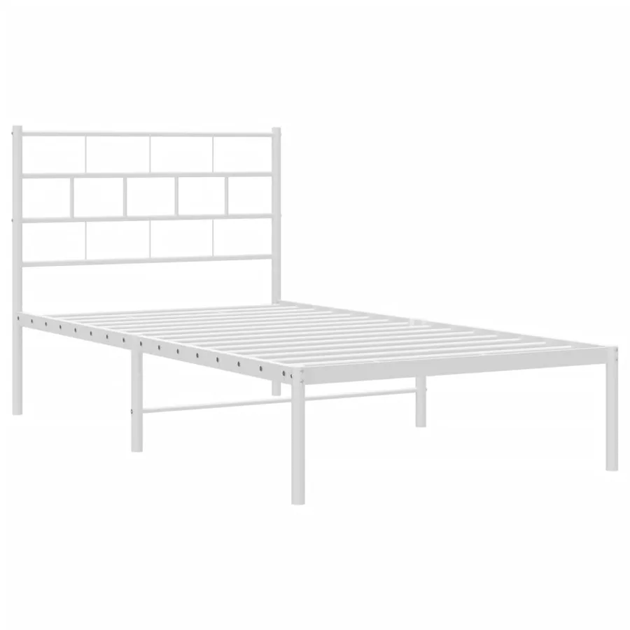 Cadre de lit métal sans matelas avec tête de lit blanc 80x200cm - 4