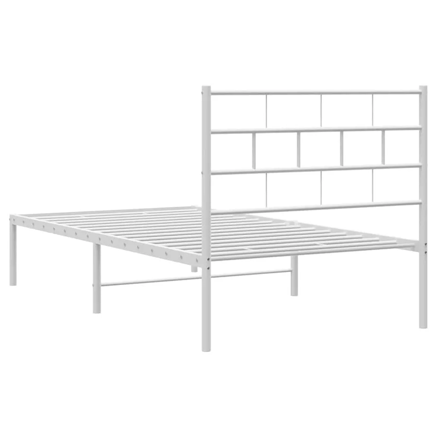 Cadre de lit métal sans matelas avec tête de lit blanc 80x200cm - 7