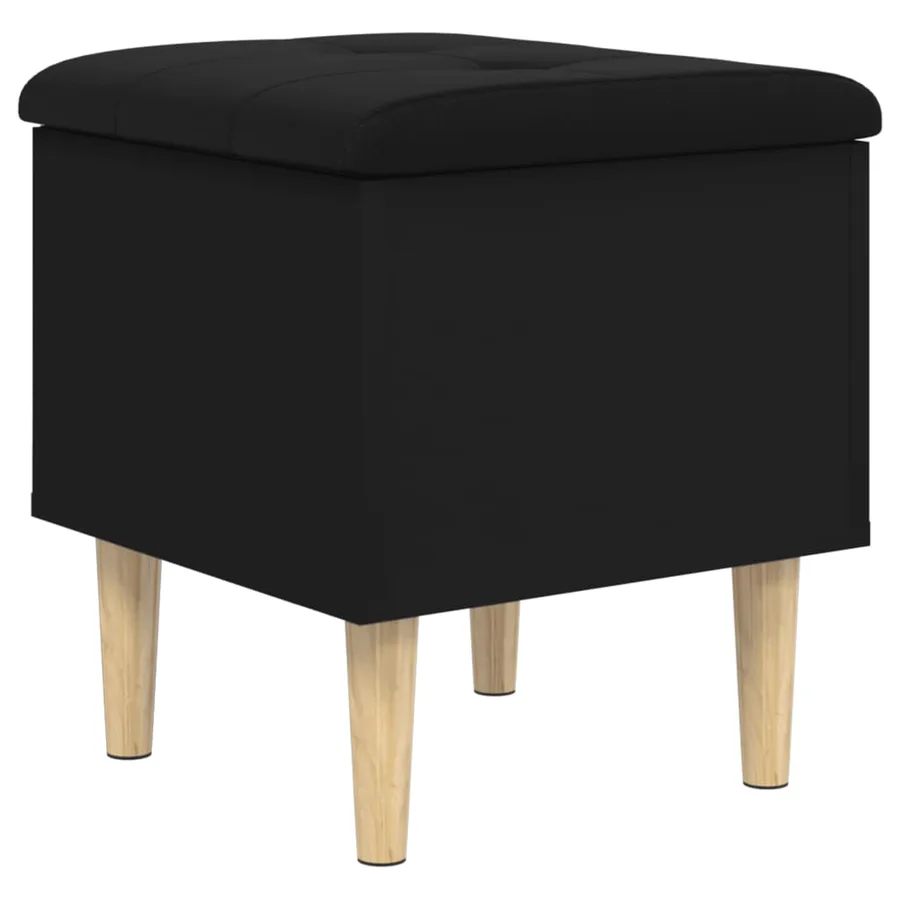 Banc de rangement noir 42x42x46 cm bois d'ingénierie - 2