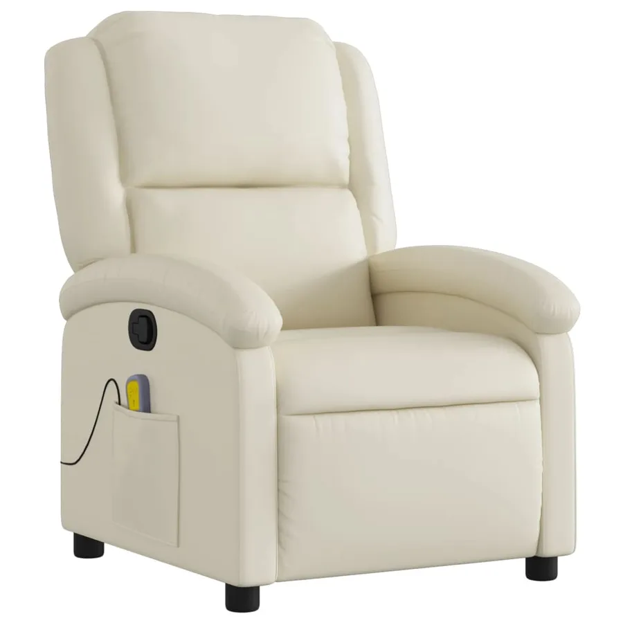 Fauteuil de massage inclinable en similicuir crème - 3