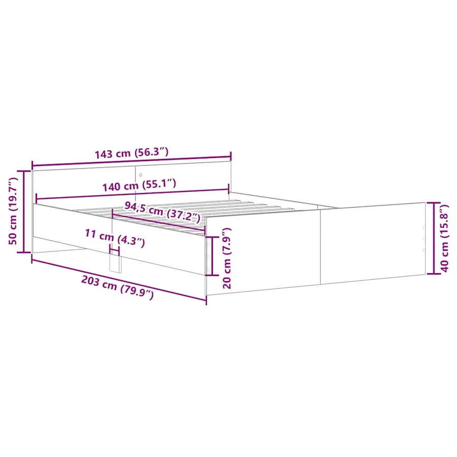 Cadre de lit sans matelas blanc 140x200 cm - 10