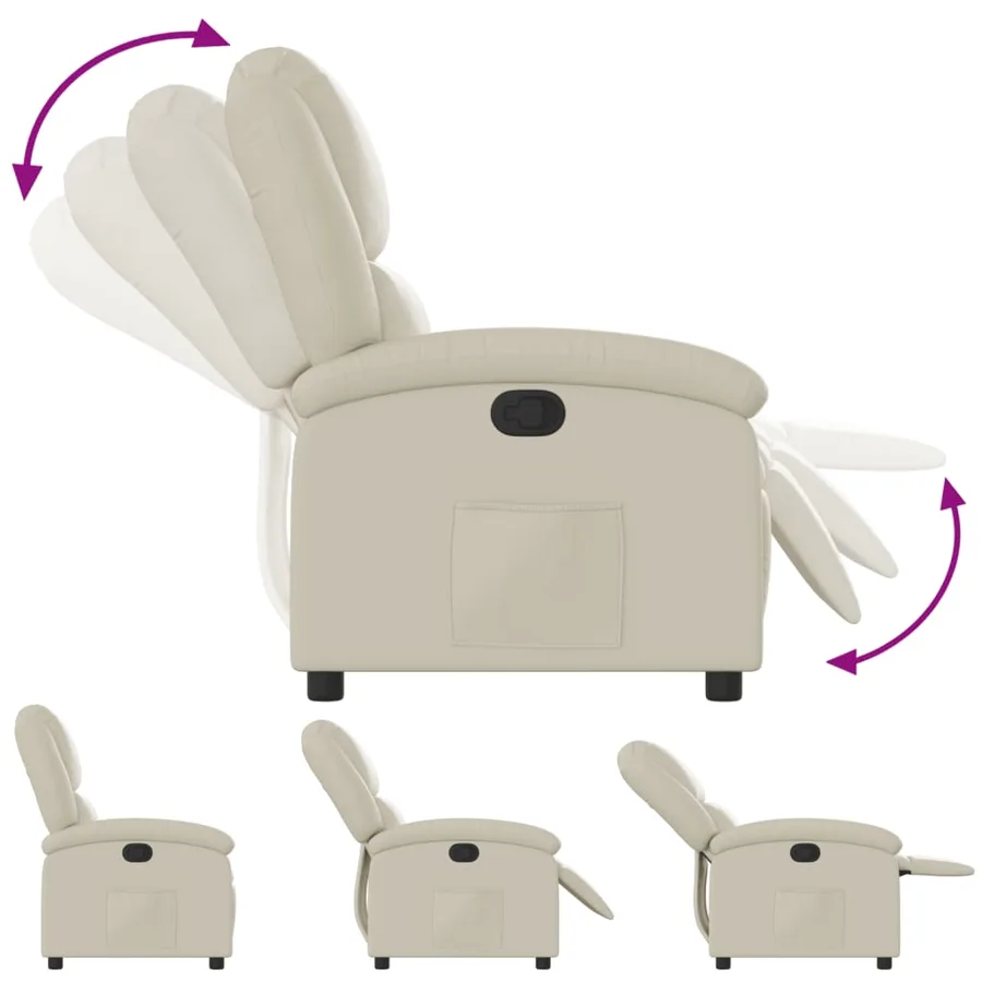 Fauteuil inclinable crème similicuir - 4