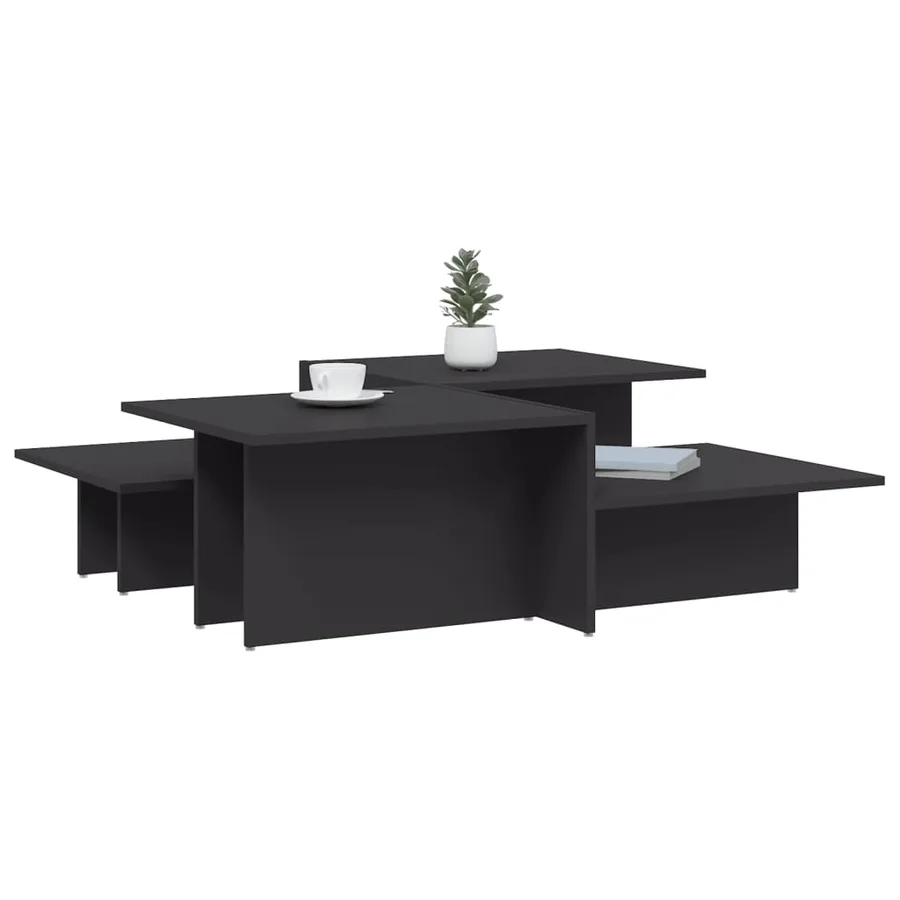 Tables basses 2 pcs gris bois d'ingénierie - 3