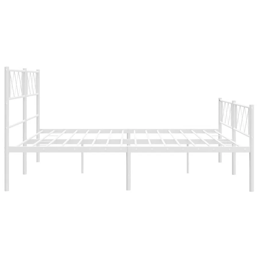 Cadre de lit métal sans matelas et pied de lit blanc 193x203 cm - 7