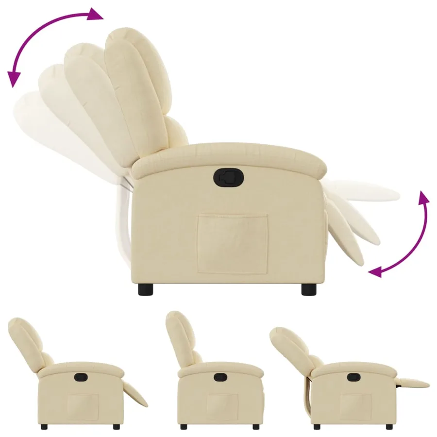 Fauteuil inclinable crème tissu - 4