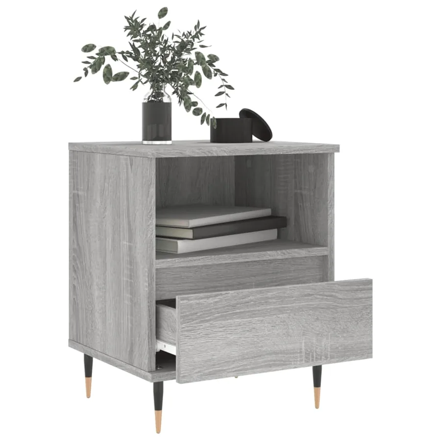 Table de chevet sonoma gris 40x35x50 cm bois d’ingénierie - 4